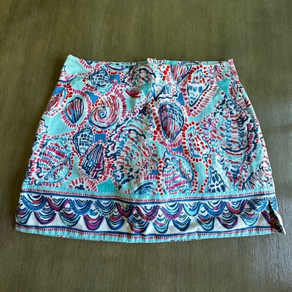 Lilly Pulitzer seashell marigold skort with pockets 10 EUC - Picture 2 of 9